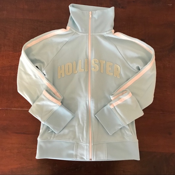 Hollister Light Blue Full Zip Logo Track Jacket - Picture 1 of 7